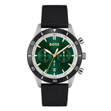 Hugo Boss Santiago Green Dial Black Nylon Strap Watch for Men - 1513936