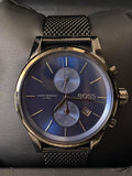 Hugo Boss Jet Blue Dial Gunmetal Mesh Bracelet Watch for Men  - 1513677