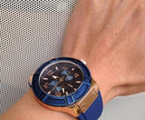 Guess Rigor Blue Dial Blue Silicone Strap Watch For Men - W0247G3