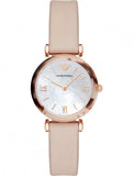 Emporio Armani Mother of Pearl Dial Beige Leather Strap Watch For Women - AR11004