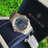 Maserati Potenza Blue Dial Blue Leather Strap Watch For Men - R8851108015