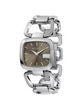 Gucci G Brown Square Brown Dial Silver Steel Strap Watch For Women - YA125402