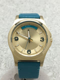 Marc Jacobs Baby Dave Champagne Dial Teal Leather Strap Watch for Women - MBM1263