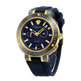 Versace V Extreme Chronograph Blue & Gold Tone Dial Blue Rubber Strap Watch for Men - VCN010017