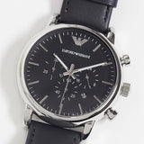 Emporio Armani Luigi Chronograph Black Dial Black Leather Watch For Men - AR1828