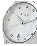 Gucci G Timeless Diamonds Mother of Pearl Dial Silver Steel Strap Watch For Women - YA126542