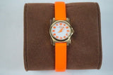 Marc Jacobs Henry Dinky White Dial Orange Leather Strap Watch for Women - MBM1236