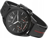 Maserati Traguardo Chronograph Black Dial Black Rubber Strap Watch For Men - R8871612004