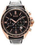 Hugo Boss Driver Black Dial Black Leather Strap Watch for Men - 1513092