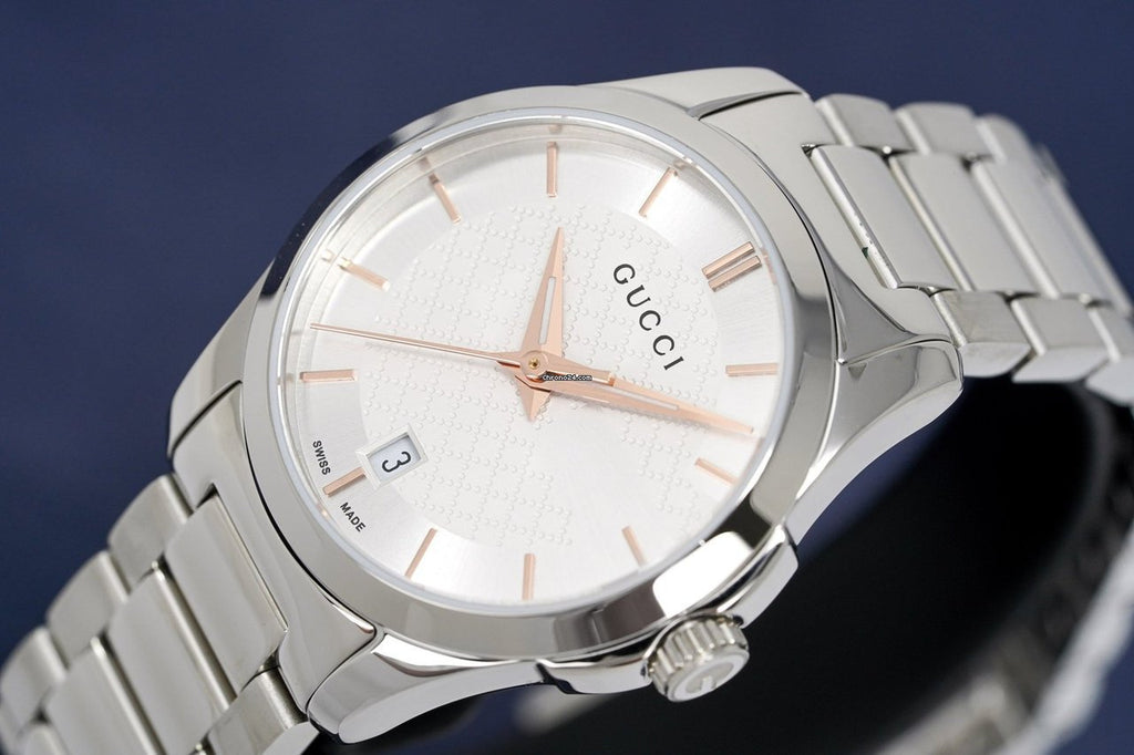 Gucci G Timeless Silver Dial Silver Steel Strap Watch For Women