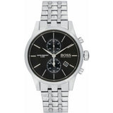 Hugo Boss Jet Black Dial Silver Steel Strap Watch for Men - 1513383