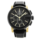 Gucci G Chrono Black Dial Black Leather Strap Watch For Men - YA101203