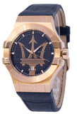 Maserati Potenza 42mm Rose Gold & Blue Dial Blue Leather Strap Watch For Men - R8851108027