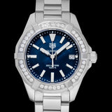 Tag Heuer Aquaracer Quartz 35mm Diamond Blue Dial Silver Steel Strap Watch for Women - WAY131N.BA0748