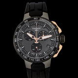 Tissot T Race Cycling Chronograph Black Dial Black Rubber Strap Watch For Men - T111.417.37.441.07