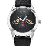 Gucci G Timeless Bee Black Dial Black Leather Strap Watch For Women - YA1264067
