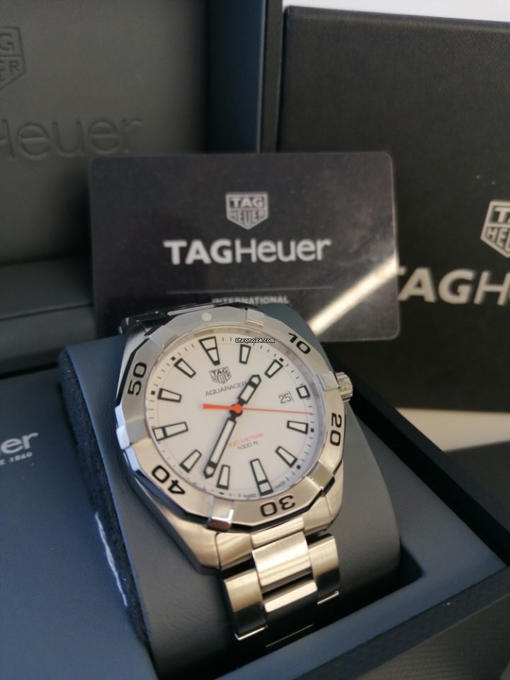 Tag Heuer Aquaracer Quartz 41mm White Dial Silver Steel Strap Watch for Men - WBD1111.BA0928