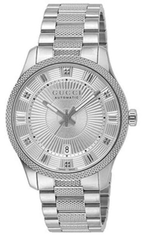 Gucci G Timeless Eryx Silver Dial Silver Steel Strap Watch For Men - YA126339/40