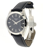 Tissot Gentleman Black Dial Black Leather Strap Watch For Men - T127.410.16.051.00