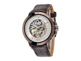 Maserati Ingegno Automatic White Skeleton Dial Brown Leather Strap Watch For Men - R8821119003