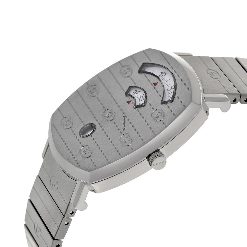 Gucci Grip Silver Dial Silver Steel Strap Watch For Women