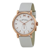 Marc Jacobs Baker White Dial White Leather Strap Watch for Women - MBM1283