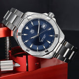 Tag Heuer Aquaracer 41mm Quartz Blue Dial Silver Steel Strap Watch for Men - WAY1112.BA0928