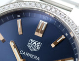 Tag Heuer Carrera Quartz 39mm Diamonds Blue Dial Silver Steel Strap Watch for Women - WAR1114.BA0601