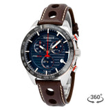 Tissot PRS 516 Chronograph Blue Dial Brown Leather Strap Watch For Men - T100.417.16.041.00