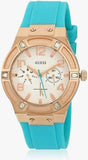 Guess Jet Setter White Dial Turquoise Silicone Strap Watch For Women - W0564L3