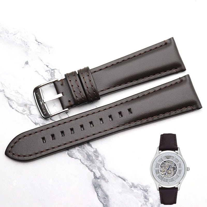 Emporio Armani Meccanico White Dial Brown Leather Strap Watch For Men