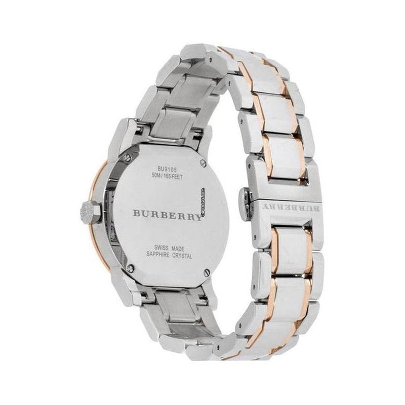 Burberry The City White Dial Two Tone Steel Strap Watch for Women - BU9105