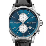 Hugo Boss Jet Blue Dial Black Leather Strap Watch for Men - 1513283