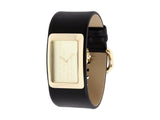 Marc Jacobs Champagne Dial Black Leather Strap Watch for Women - MBM2047