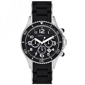 Marc Jacobs Rock Chronograph Black Dial Black Silicone Strap Watch for Women - MBM2551
