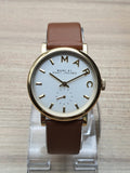 Marc Jacobs Baker White Dial Brown Leather Strap Watch for Womern - MBM1316