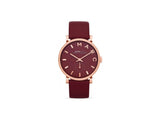 Marc Jacobs Baker Maroon Dial Maroon Leather Strap Watch for Women - MBM1271