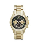 Marc Jacobs Rock Black Dial Gold Stainless Steel Strap Watch for Women - MBM3253