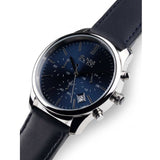 Hugo Boss Time One Blue Dial Black Leather Strap Watch for Men - 1513431