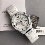 Emporio Armani Ceramic Chronograph White Dial White Ceramic Strap Watch For Men - AR1424