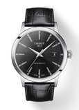 Tissot Gentleman Powermatic 80 Silicium Black Dial Black Leather Strap Watch For Men - T127.407.16.051.00