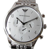 Emporio Armani Classic Chronograph Silver Dial Silver Steel Strap Watch For Men - AR1879