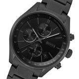 Hugo Boss Grand Prix Black Dial Black Steel Strap Watch for Men - 1513676