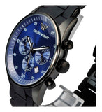 Emporio Armani Sportivo Chronograph Blue Dial Black Strap Watch For Men - AR5921