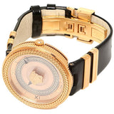 Versace V Metal Icon Gold Dial Black & Gold Strap Watch for Women - VLC030014