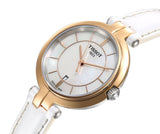 Tissot Flamingo Mother of Pearl Dial White Leather Strap Watch For Women - T094.210.26.111.01