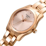 Tissot T Wave Cream Dial Rose Gold Steel Strap Watch For Women - T112.210.33.451.00