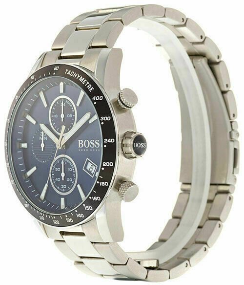 Hugo Boss Rafale Quartz Blue Dial Silver Steel Strap Watch for Men - 1513510