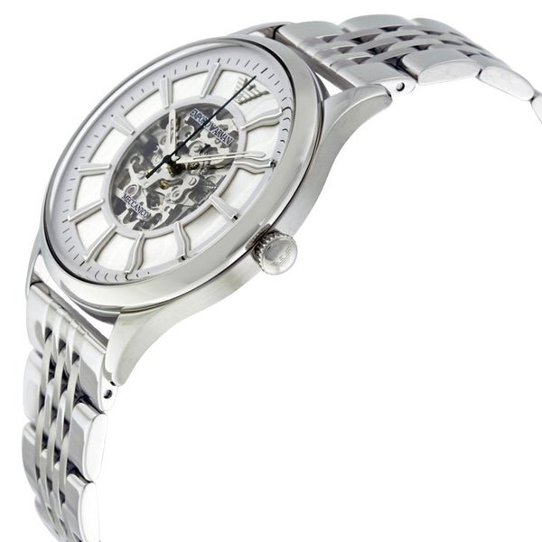 Emporio Armani Meccanico Silver Skeleton Dial Stainless Steel