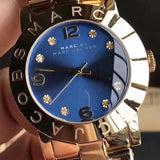 Marc Jacobs Amy Blue Dial Gold Stainless Steel Strap Watch for Women - MBM3303